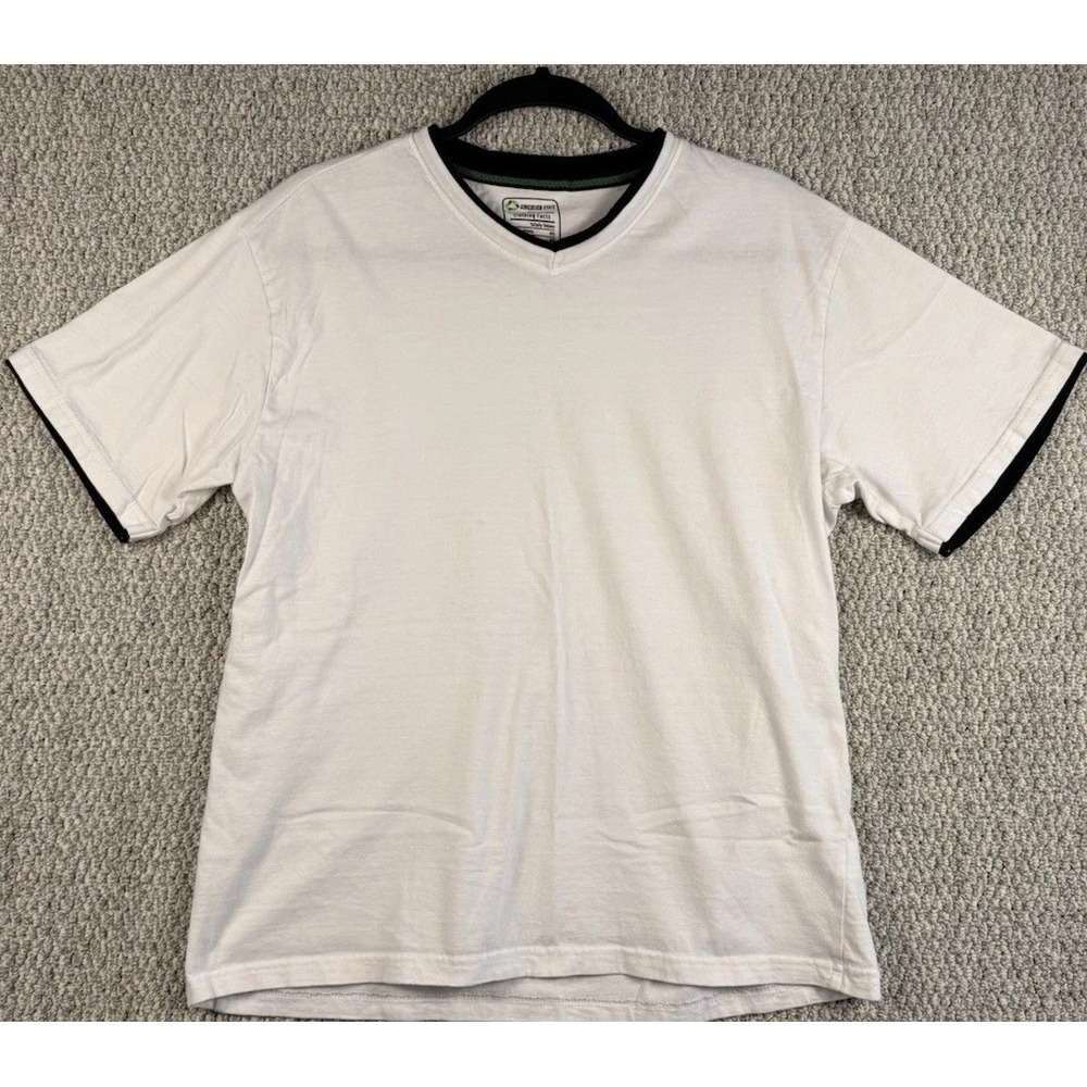 Sovereign State Tee M White Minimalist Streetwear Eco Cotton Ringer